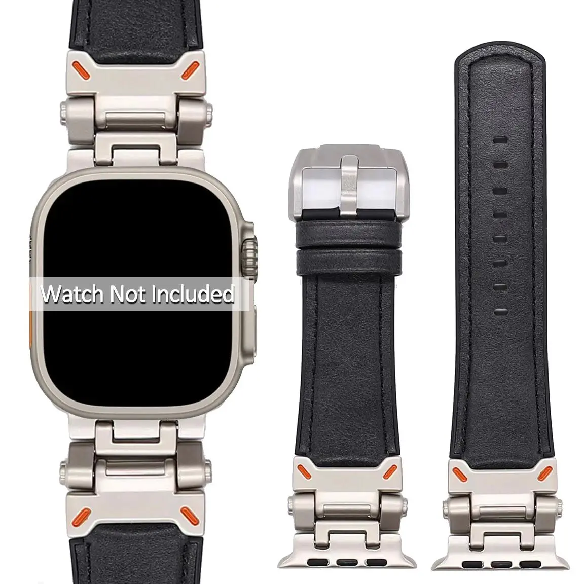 PU Leather Watch Band (Band Only), 1 Count Rugged Watch Band with Stainless Steel Clasp, Compatible with iWatch Series 10 SE SE2 9 8 7 6 5 4 3 2 1