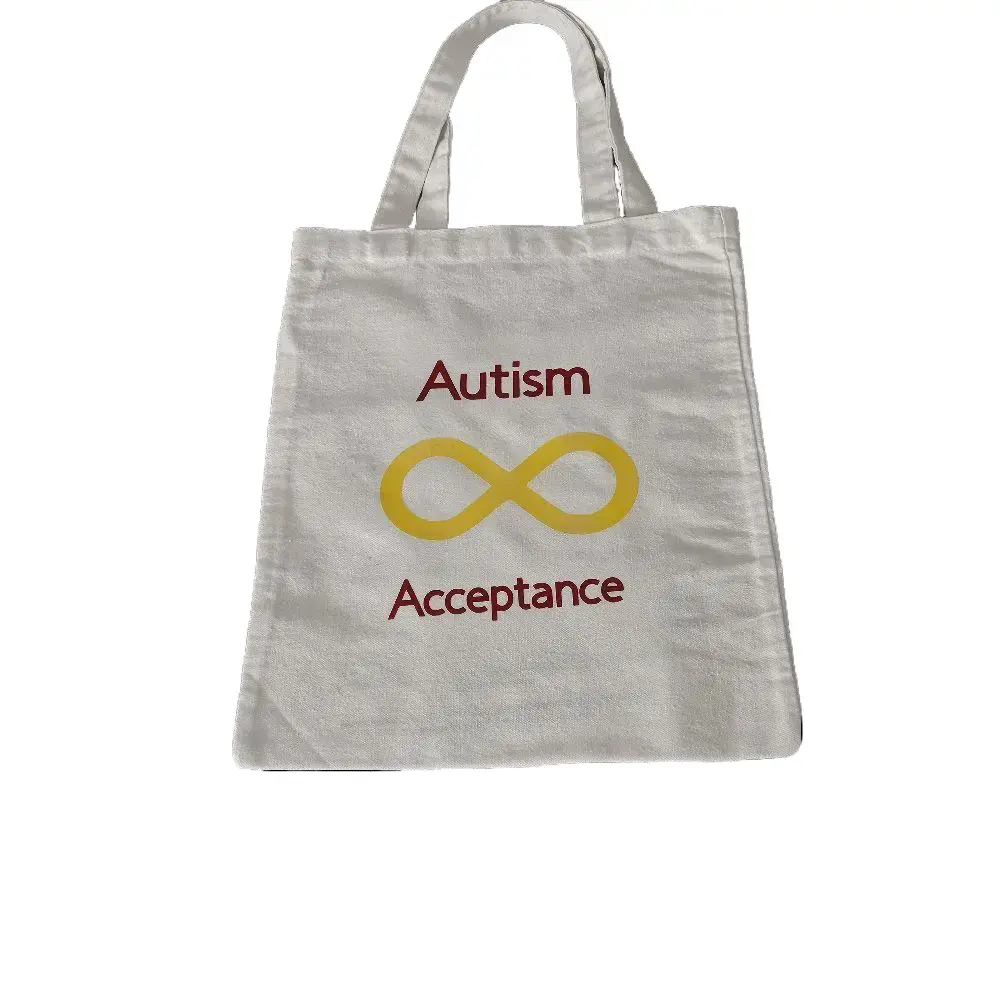 Autism Acceptance Infinity Symbol 14in x 12in Polyester Red and Yellow Tote Bag for Everyday Use