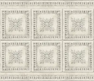 Brewster BHF2769 Cream Vintage Tin Peel & Stick Backsplash Tiles, Tin Tiles, Antique, Tiles Sticker