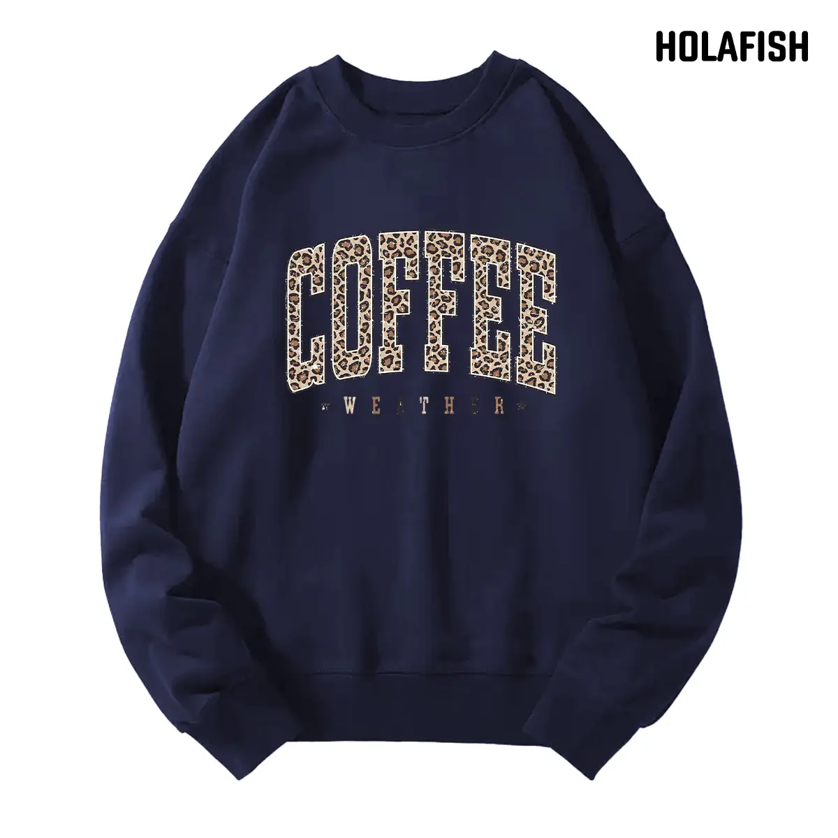 Holafish COFFEE Women's Sweatshirt Fleece Soft  Fall Sweatshirt Oversized Tops, Unisex Retro Autumn Shirt Cozy Holiday Wear Daily,Valentine's Day Gift
