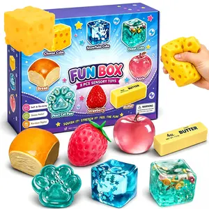 8-Piece Set Box Malt Sugar Stress Relief Fidget Toys, Halloween Series Sensory Bundle, Creative Slow-Return Squishy, Party Gift, 8 Different Styles