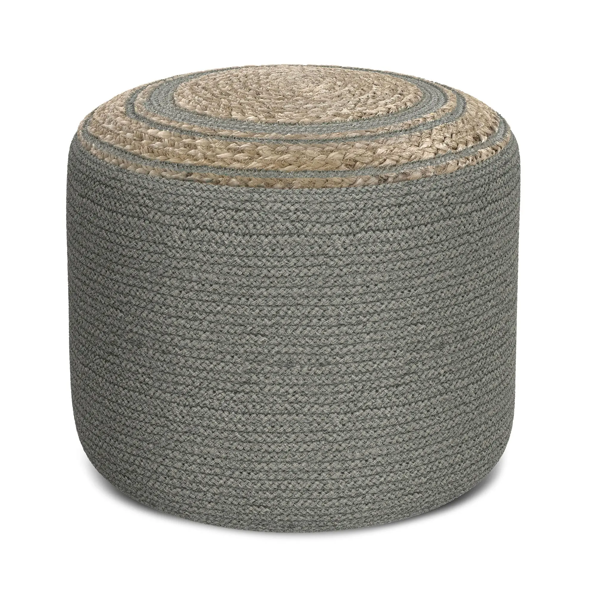 Serena Round Braided Pouf - Multi-Purpose Indoor Footstools & Ottomans, 18"w x 18"d x 14"h Fully Assembled Lightweight Indoor Furniture Stool, Ideal for Bedroom Guest Use, Easy Returns