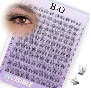 B&Q Flora Lash Clusters Invisible Band False Eyelashes Clusters Natural Cluster Eyelash Extensions Comfortable Individual Lashes Extension DIY Soft Eyelash Clusters （Flora-MIX8-18mm）