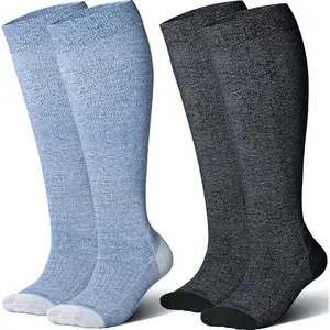 LEVSOX Wide Calf Compression Socks Knee High 15-20 mmHg Cushioned Support Sock for Running, Nurse, Travel, Flight