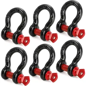 6 Pack 1/2" D Ring Shackle 2.0 Ton (4,000 lbs) Capacity with Screw Pin Heavy Duty Shackles for Tow Strap, Winch, Off-Road