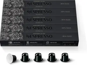 Nespresso Original Coffee Pods 50 Pack Inspirazione Ristretto Capsules for Nespresso Machines, Rich Robusta Blend Espresso Pods, Compatible for Home Espresso, Cappuccino & Macchiato, Recyclable Capsules