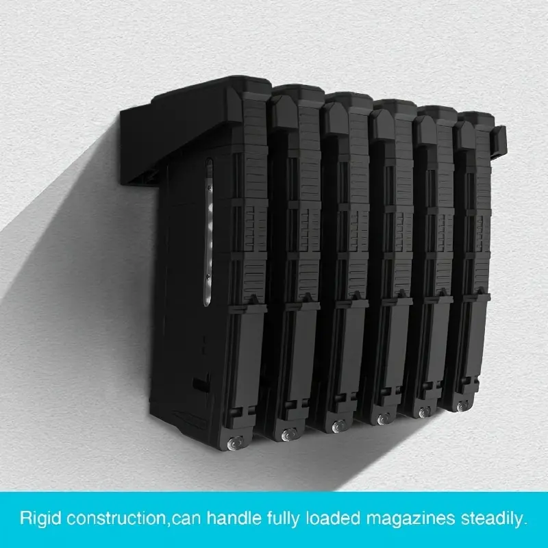 VIGEROSO 6-Slot ABS Plastic Mag Holder, Rigid Wall-Mount Bracket for AR-15 Mags, Secure Organizer for PMAG, Home Hunting Gear Organizing Solution