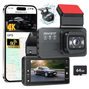 【FathersDayGift】2026 NEW 4K Dash Cam Front and Rear, 4K+1080P FHD Dual Camera with ADAS, GPS, 5G WiFi & App Control, 64GB Card Included, G-Sensor, Night Vision, Loop Recording, 170°Wide Angle, WDR, 24H Parking Mode