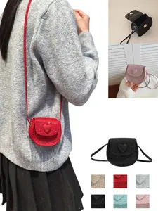 Women PU Material Heart Lock Closure Bag, Small Half Round Design Suitable for Daily Commute & Outdoors, Perfect for Ladies, PU Leather Crossbody