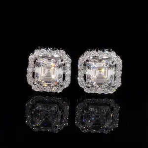[ICE HUE]18K Gold Plated S925 Silver Princess Cut Stud Earrings with 5A+ Sri Lanka Moissanite, Luxury Hip Hop Jewelry for Men and Women, Trendy Casual Fashion, Daily Wear, Gift Idea