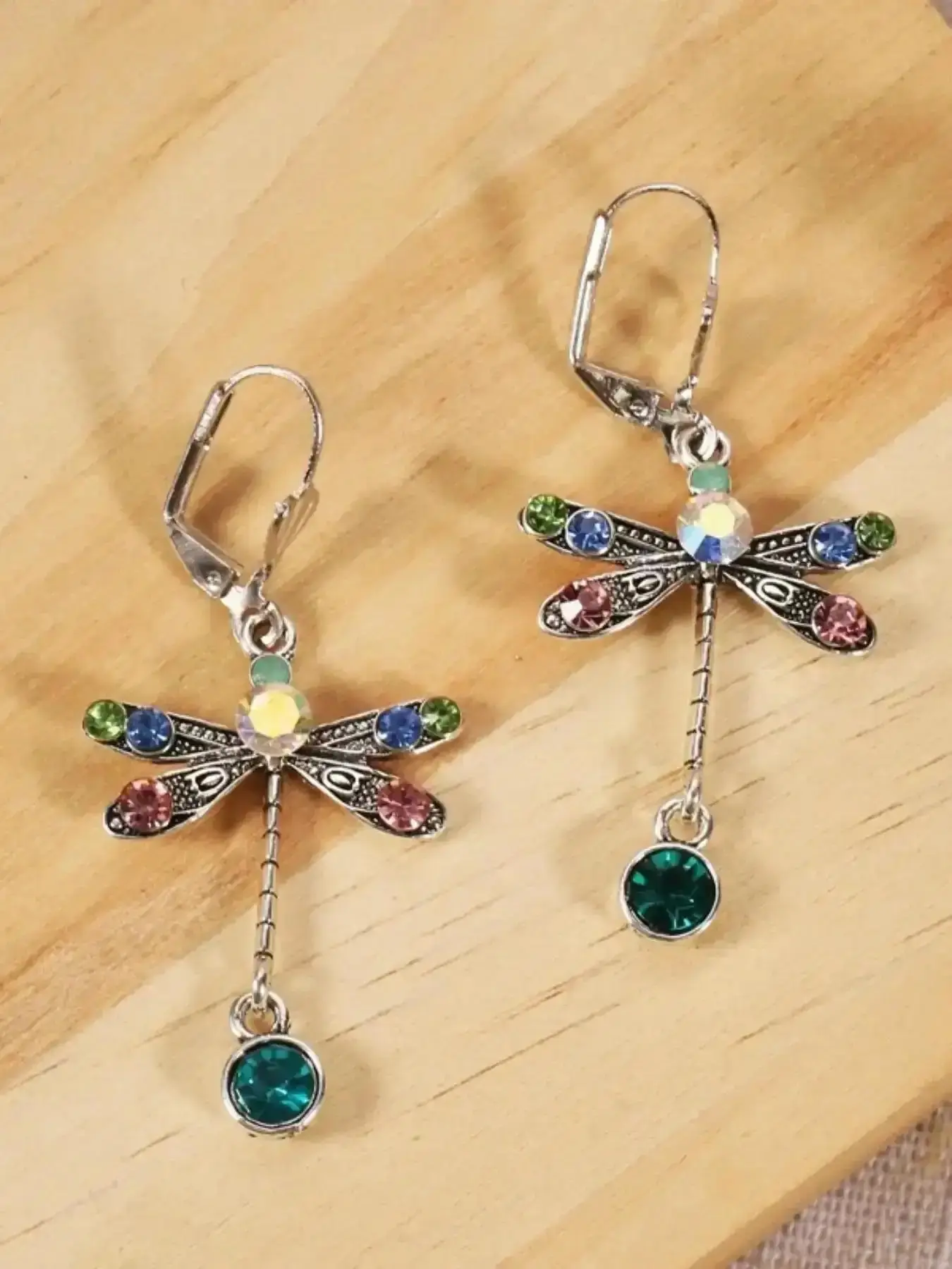 2026 New Model 1 Pair Elegant Personalized Dragonfly Dangle Earrings For Women, Casual Artificial Gemstone Decor Ear Jewelry Party, Daily Clothing Gift Unique Crystal Comfort Romantic Wedding Zircon Her