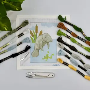 Manatee (with frog) Needlepoint Kit