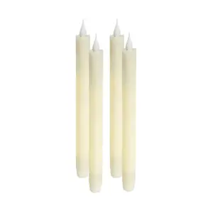 HomeRoots 517672 Flameless Taper Candle, Beige - Set of 4