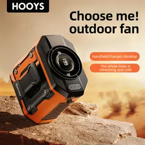 HOOYS USB Rechargeable Handheld Portable Fan, 199-Speed Adjustable, with Waist Clip, Flashlight & PowerDisplay, Personal Fan for Outdoor, Camping, Jobsite, Travel &Indoor Use