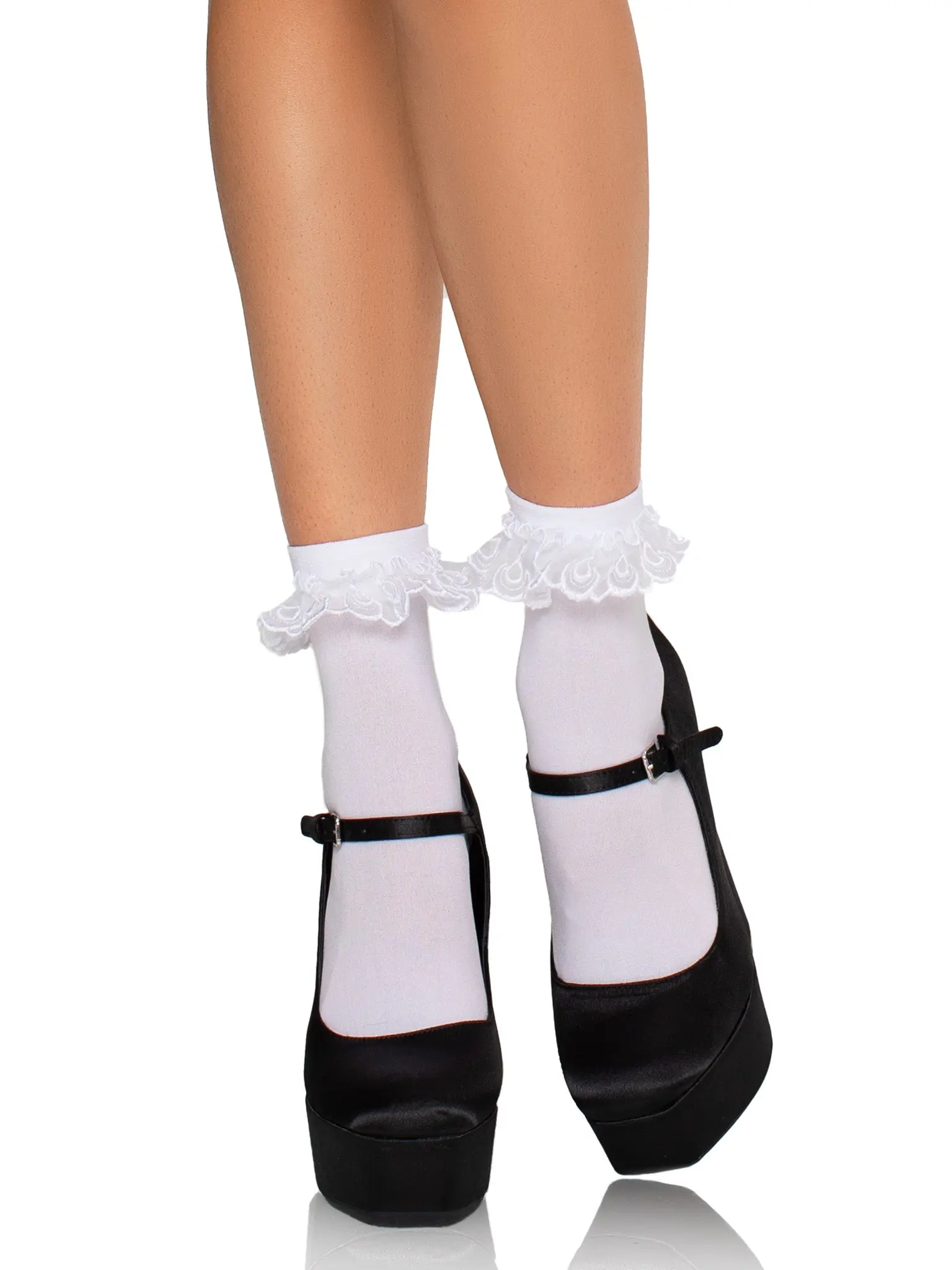 Women's Anklet Socks with Cute Lace Ruffle, Comfortable Chic Stretchy Stocking Fabric for Casual Daily Wear, Women's Stocking, Sweet Ruffle Look, Stretchy Fit Moves With You, Angel‑Vibe Style