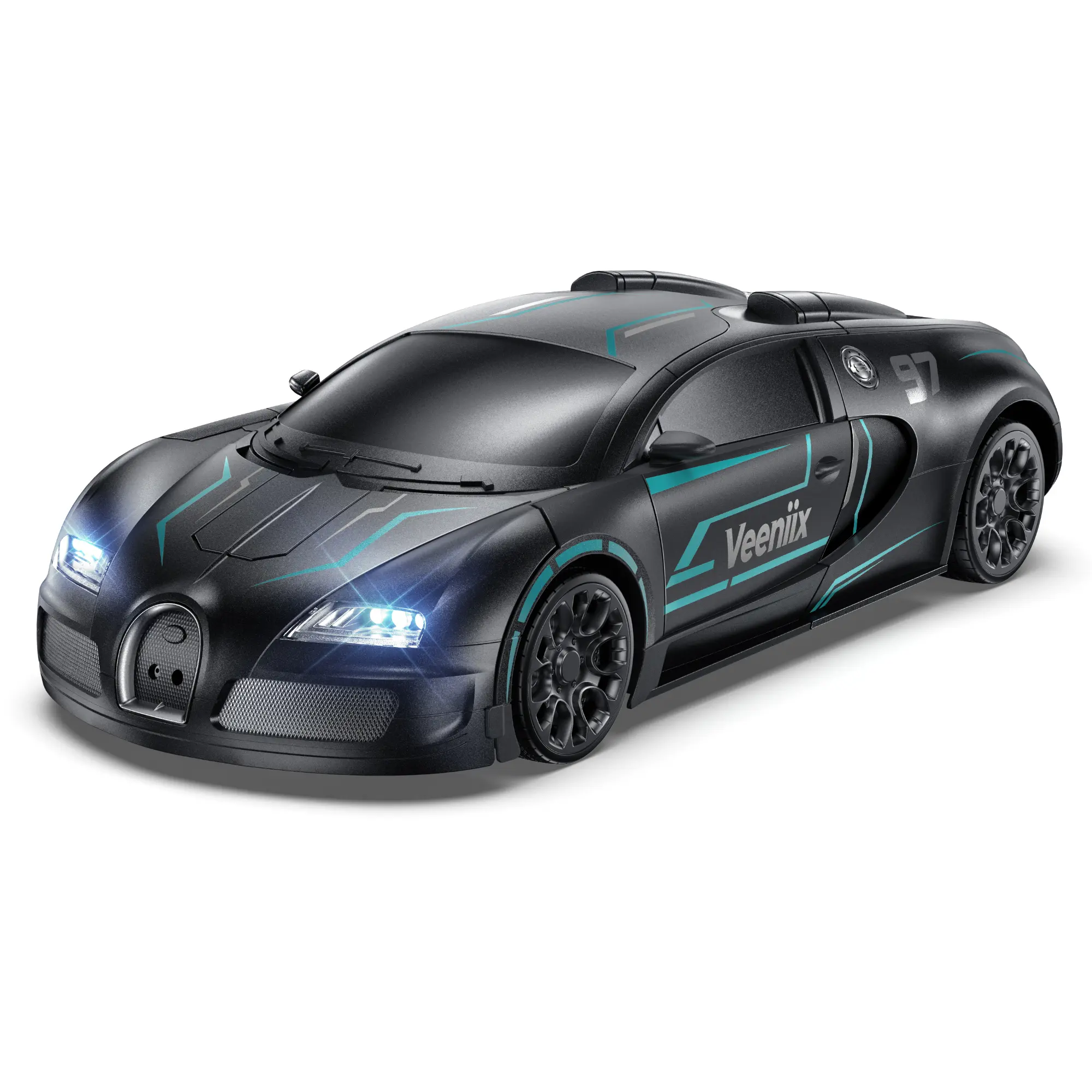 Veeniix V991 Large Size Unisex 2-in-1 Transforming Remote Control Robot Toy - Digital Gesture Sensing/RC Stunt Car, LED Lights, Sound Effects, Rechargeable, Includes Cells, Kids' Gift for Ages 4-12, Toys for Boys