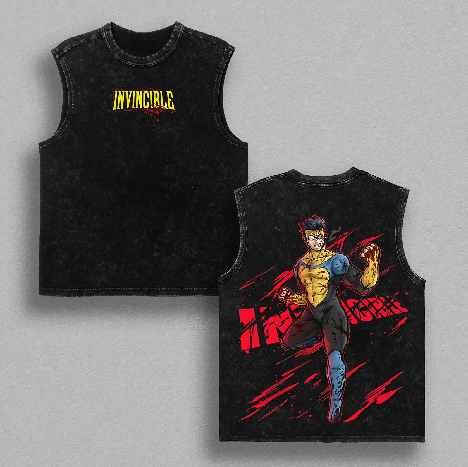 Men's Invincible Mark Grayson Superhero Graphic Tee - Retro Vintage Washed, Personalized Crew Neck, Short Sleeve, Fitted, Casual Sports Top, Multi-Size, Machine Washable, All-Seasons Menswear Activewear
