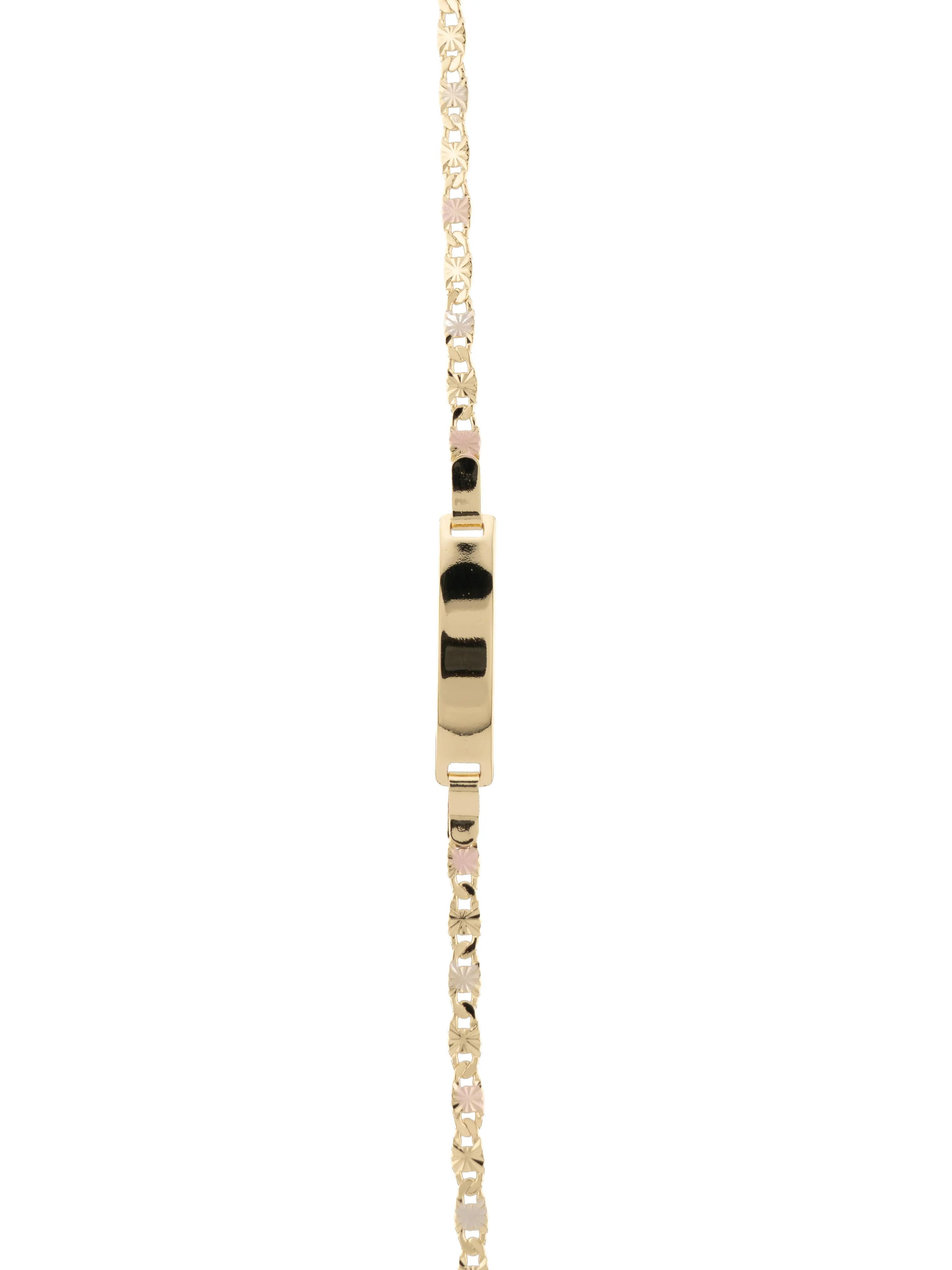New 6-inch, three-color bracelet in gold plating. You can personalize it with your baby's name by leaving it in a note or message.