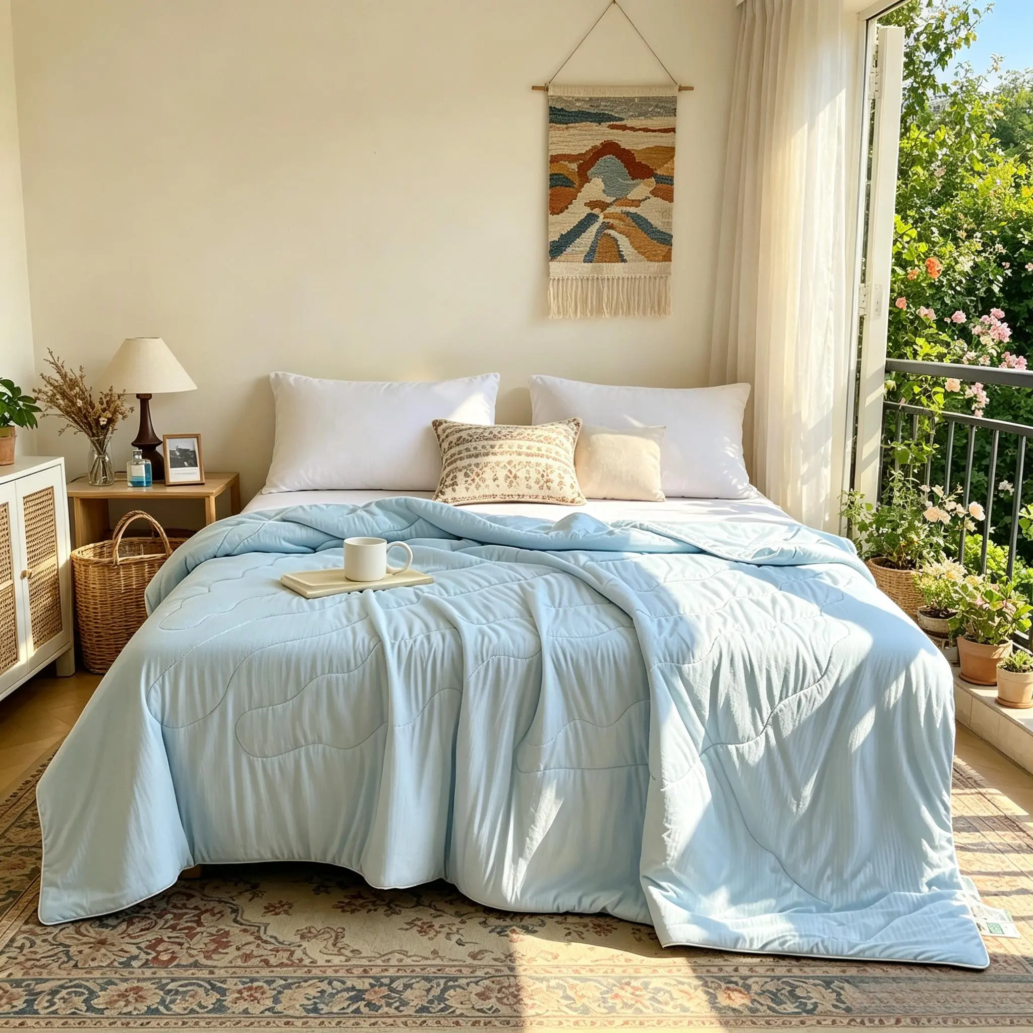 Cool Summer Lightweight Air-Conditioning Blanket - Light, Breathable, Soft Bedding for Heat-Sensitive Users, Machine Washable for Bedrooms, Sofas office rest