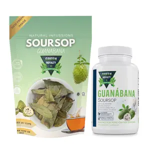 Green Royalty Guanabana Herb Dietary Supplement for Adults - Edible Capsules, Loose Leaf, Nutritional Wellness Support