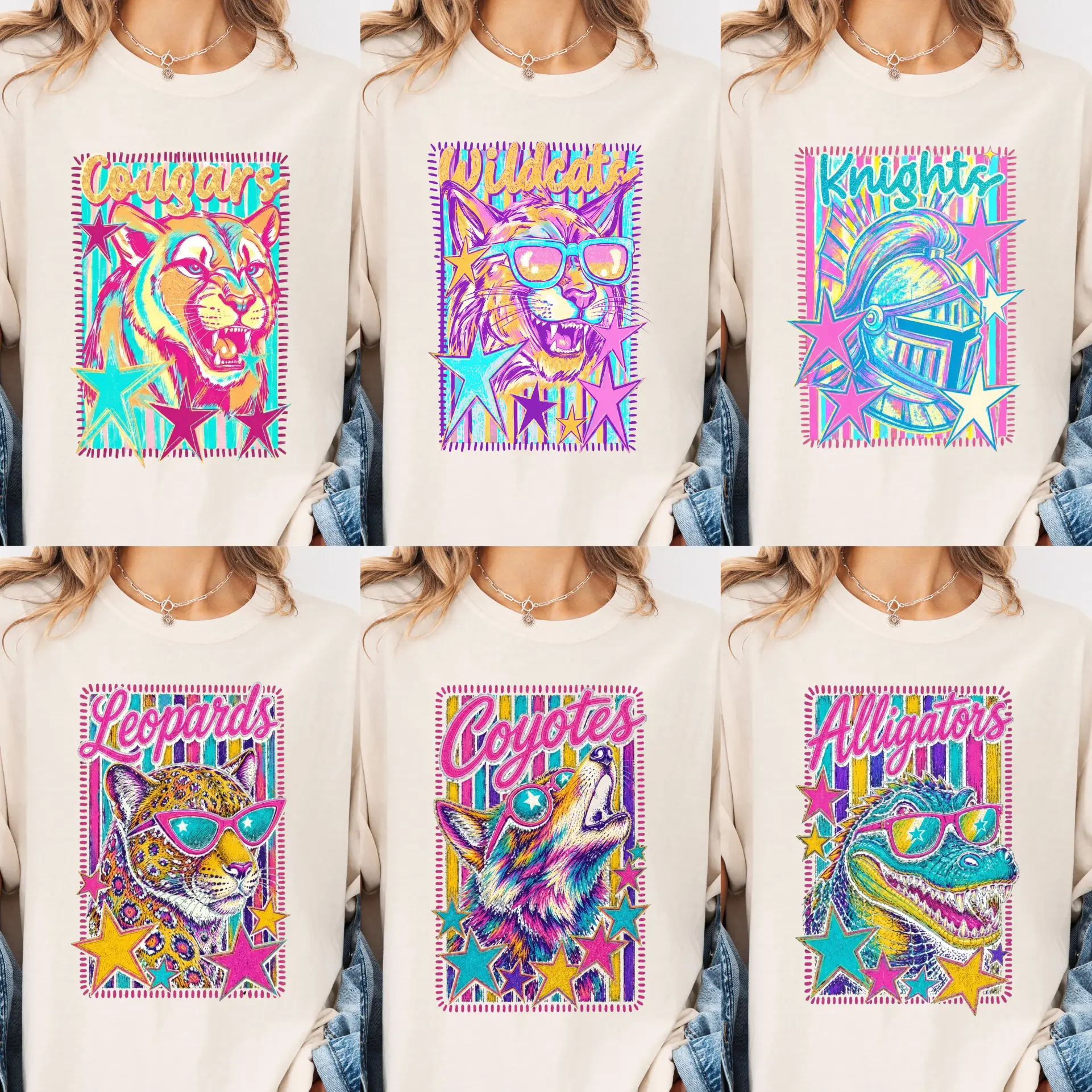 Comfort Colors Custom Neon Mascot Shirt - Ivory, Custom Team Spirit, Preppy Game Day Shirt, School Pride, Preppy Team Shirt, Bright Game Day, School Tee - AMBER