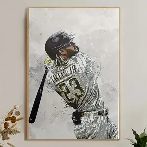 1 Piece Canvas - Fernando Tatis Jr. Baseball Action Art, Vibrant Sports Style No. 13 Jersey, Modern Sports Decorative Painting, Ready to Hang, Suitable for Living Room, Bedroom, Office, Game Room, Men's Space, Durable, High-Quality Printing, Home Decorati