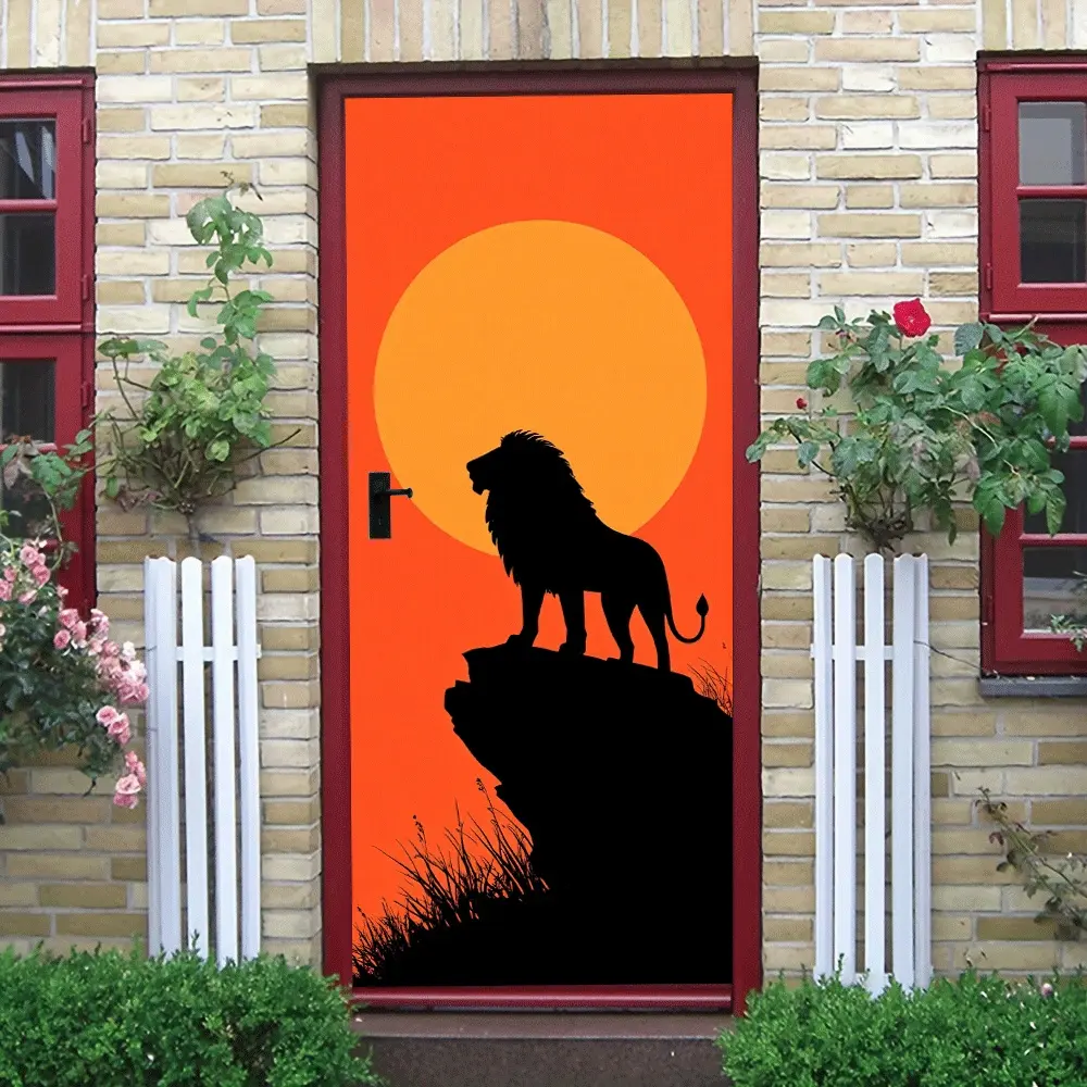 2pcs Classic Lion King Silhouette Wall Sticker Made of Environmentally Friendly PVC Material Featuring Waterproof Wear resistant and Removable Properties Suitable for Living Room Bedroom Kids Room Entran