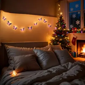 Butterfly String Lights LED, Romantic Soft Lighting, Realistic Butterfly Shape, Battery Powered, Wedding Party Bedroom Decor