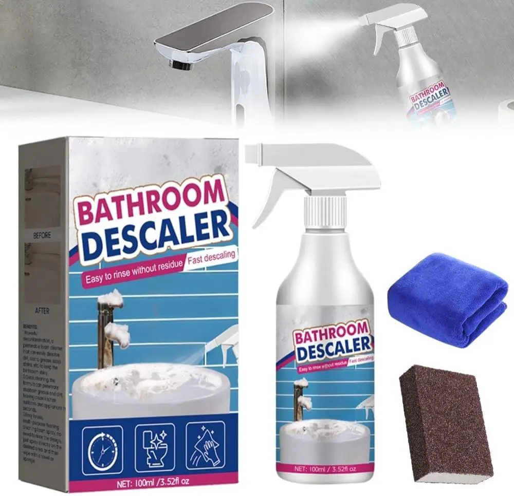 Stubborn Stains Cleaner 2025 Upgrade Bathroom Descaler Cleaners Multipurpose Foam Cleaner for Toilet Bath Shower Glass Sink Cleaning 100ml Safe Non-Toxic Formula