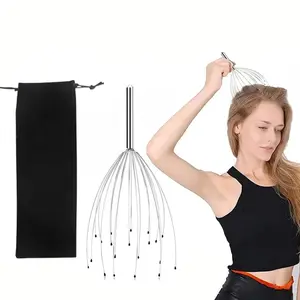 Head Massage Claw with Velvet Bag, Gentle 20-Claw Scalp Scratcher, Eight-Legged Scratchy Steel Head Claws, Hair Care Tool Relaxation Body Care, Head Massagers