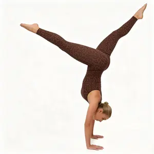 Women's leopard print one-piece yoga suit cuffed sweatpants