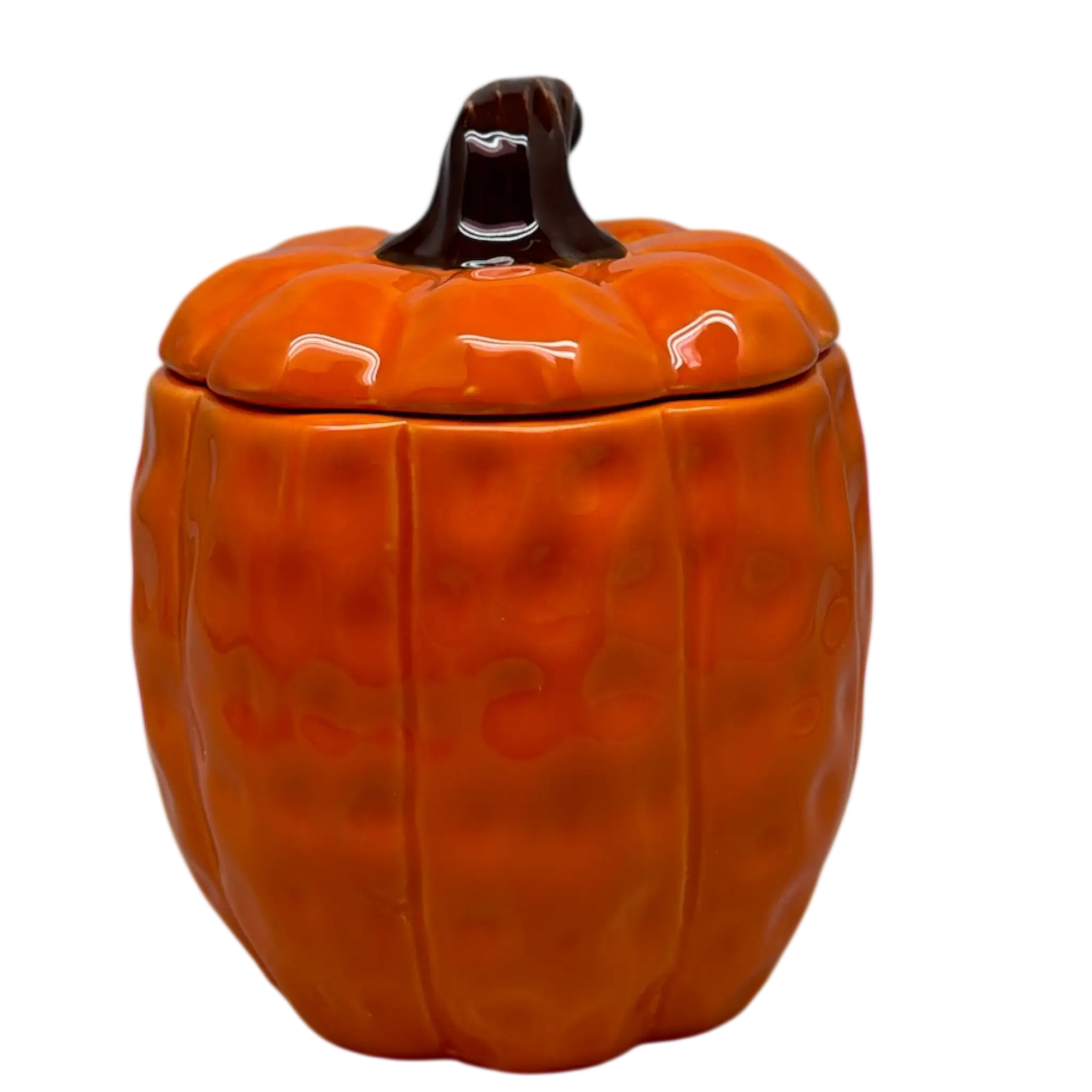 Covered Ceramic Pumpkin Jar Wax Candle - Orange