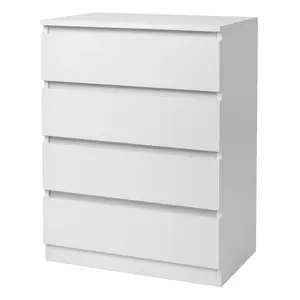 Wood Simple 4-Drawer Dresser White Minimalist 4-Drawer White Dresser | Spacious Storage for Bedroom & Office cabinet