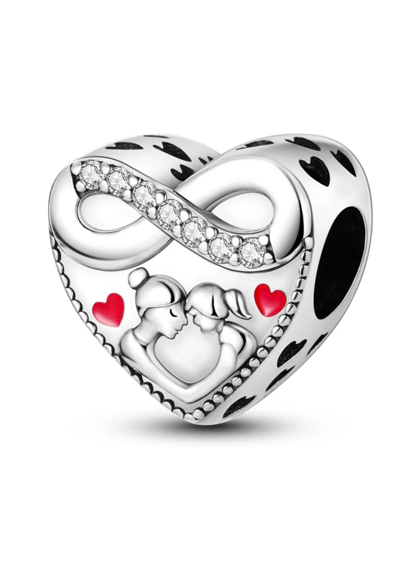 Mother's Day Gift Mom & Daughter Design Shaped Charm Bead, Fashionable Charms, Fashionable Bead for Women & Girls, Jewelry Accessory, Trendy All-match & Exquisite Jewelry for Birthday Gift, Unique Gifts for Women, Heart