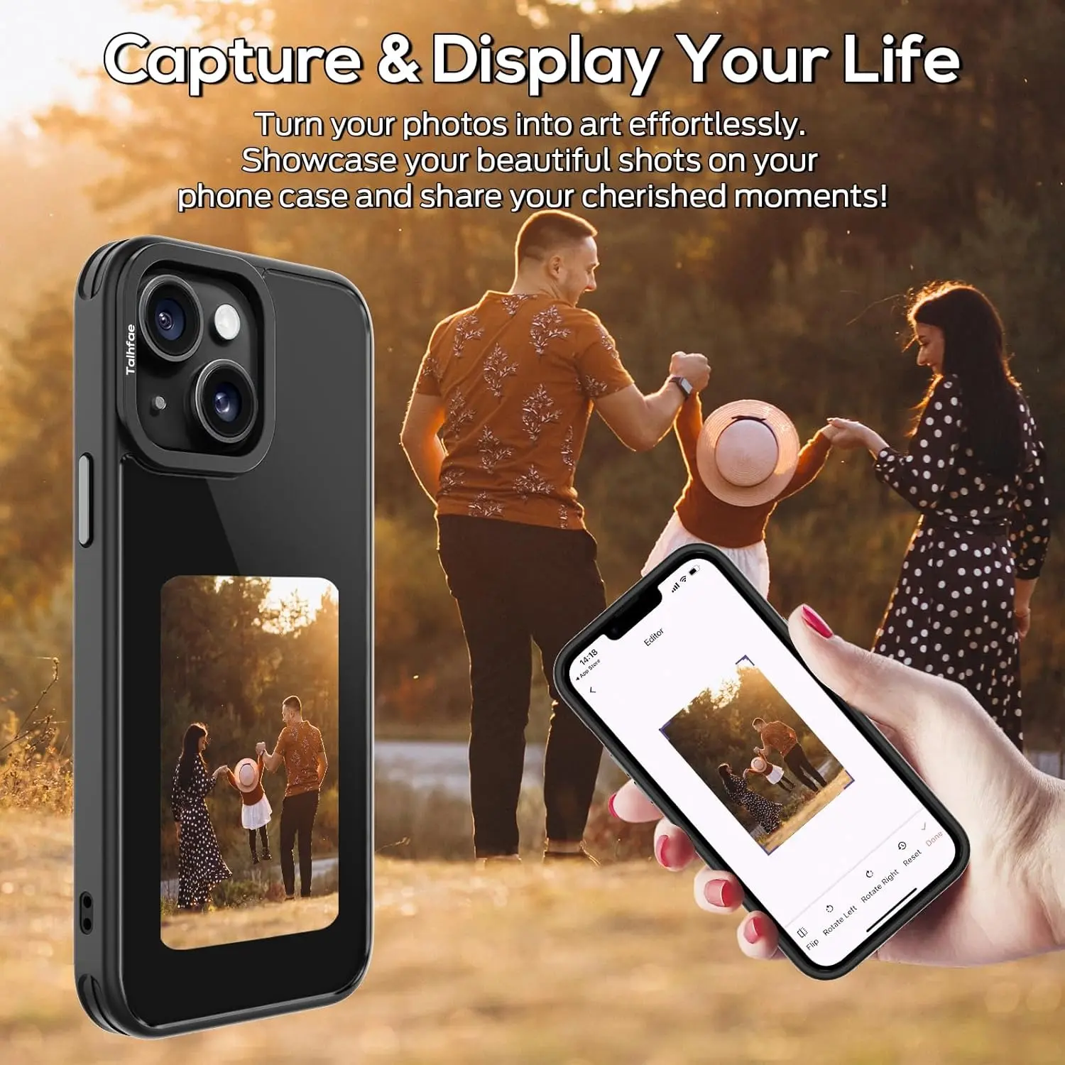 Creative Smart NFC Ink Protective Shell Cover Phone Case Casing Accessories for iPhone 13/13 Pro/13 Pro Max/14/14 Pro/14 Pro Max/15/15 Pro Max/16/17, Instant Photo Display Smartphone