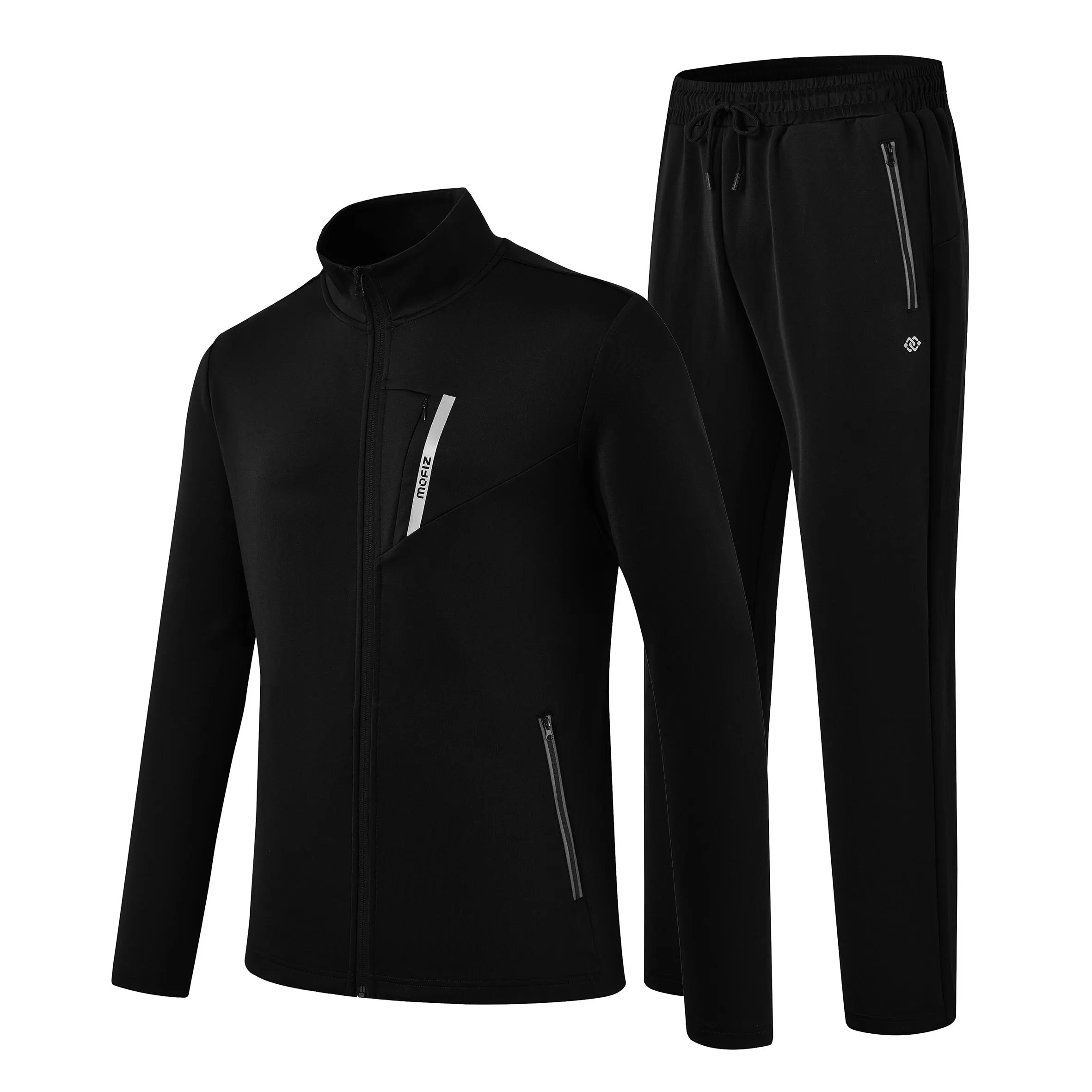 Men's Athleisure Wear Set, 2-Piece Casual Sweatsuit in Polyester Blend with Full Sleeves Full-Zip Jacket and Jogging Pants for Workout Gym, Workout Gym Clothing, Casual Sweatsuits, Breathable Tracksuit