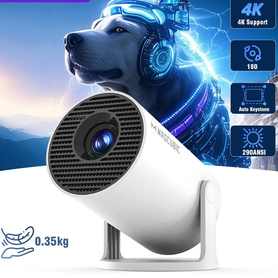 HY300Pro+ Projector Outdoor 8K/4K/1080P Decode with 5G WiFi 6 & BT 5.4 Full HD 290ANSI for Android 14 Audio Bluetooth 720P Gaming Home Theater #TikTokShopBackToSchool