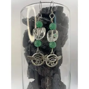 Eye See You Dangling Earrings - Green Aventurine