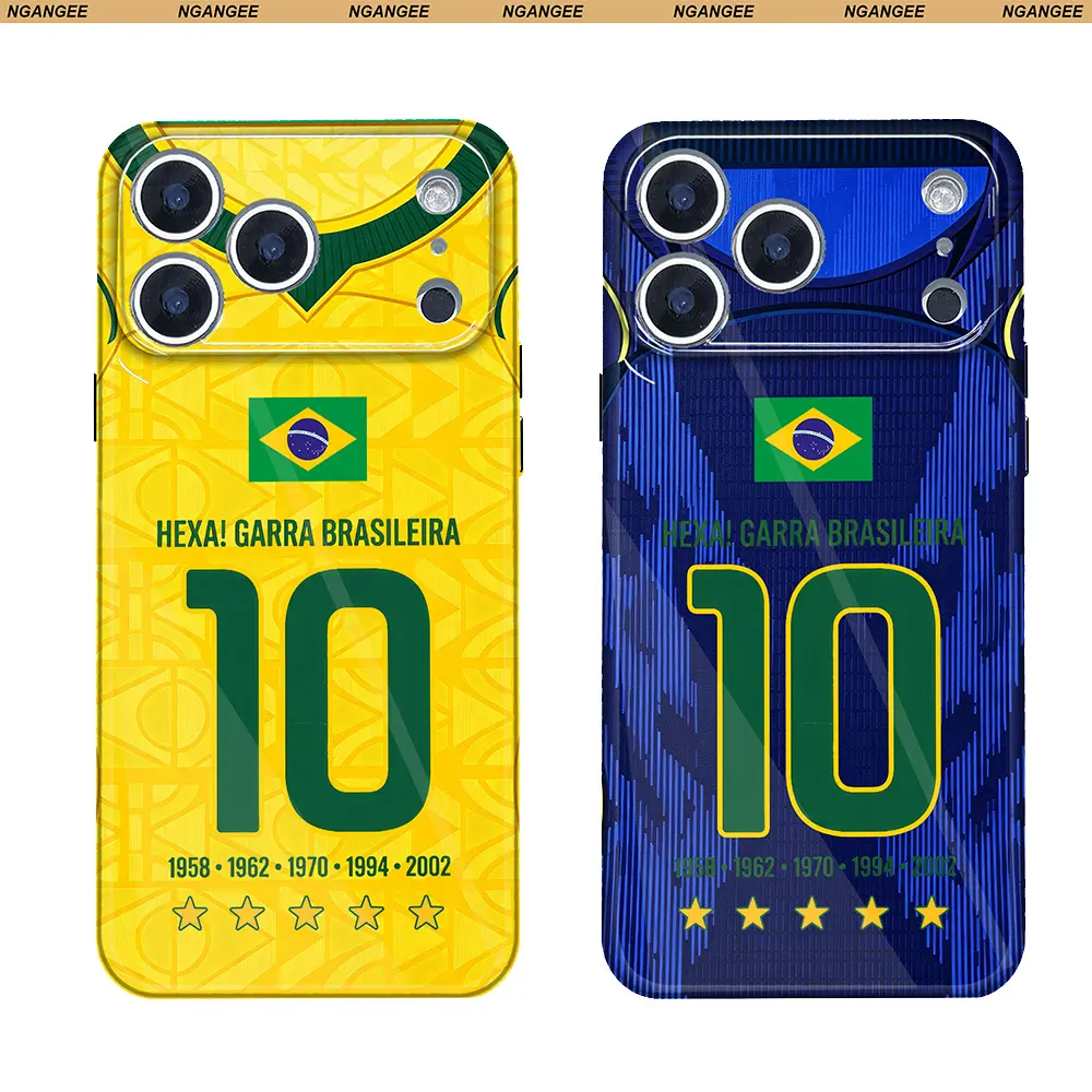 Brazil Fans Phone Case -Number "10", "4", "9", "11" Phone Case - Road to the WC 26 Number Hard PC Glossy Phone Case for iPhone 17ProMax 16, 15, 14, 13, 12, 11 ProMax, Pro, Plus Phone Case