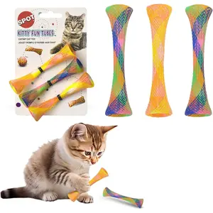 SPOT Kitty Fun Tubes Cat Toy | Bouncy Cat Toy with Catnip Inside for Cats and Kittens to Bite, Swat and Chase | Interactive Cat Toy | 3 Pieces
