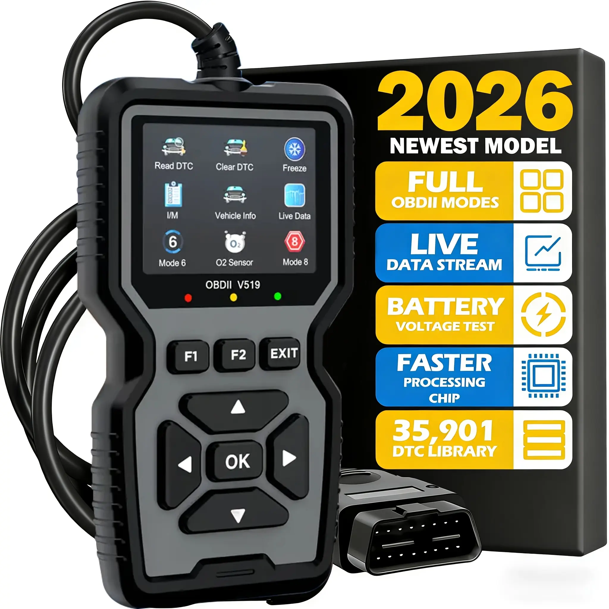 Automotive Battery Voltage Tester - Compact Car Repair Tool, Vehicle Voltage Checking Accessory for Code Readers & Scanners