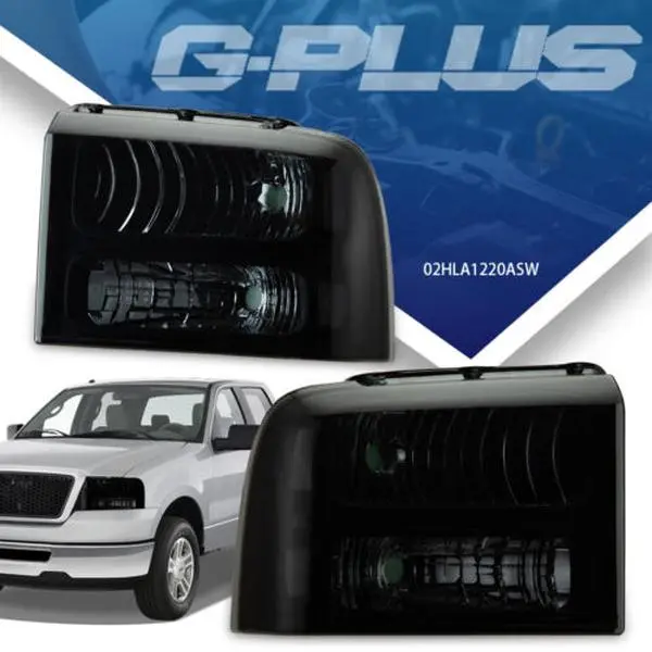 G-PLUS Automotive New Direct-Fit Replacement Car Headlights Assembly - Show-Ready Exterior Upgrade, for 2005-2007 Ford F250 F350 F450 F550 Super Duty, Driver & Passenger Side Pair