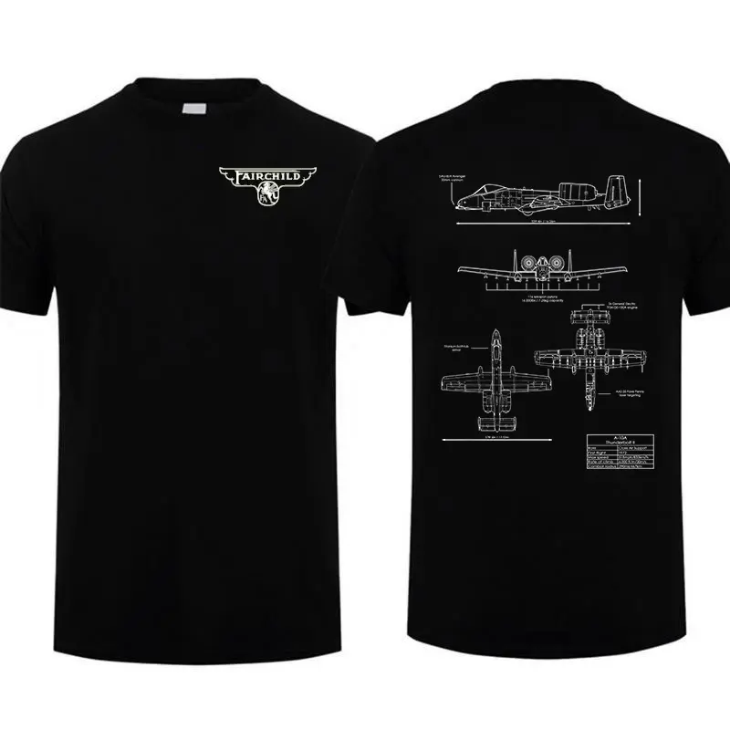 Fairchild A-10 Thunderbolt II Warthog Blueprint T-Shirt/Sweatshirt/Hoodie, Tactical Airplane Design for Aviation Fans Full Colour, 100% Cotton Unisex Tee Made in USA Gift Idea Fan Men Top.