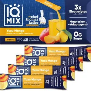 IQMIX x Chef Thomas Keller - Yuzu Mango (20 Sticks) - Hydration Electrolyte Powder – 4-in-1 Formula for Hydration, Mental Clarity, Mood and Recovery – Sugar-Free, Keto, Magnesium L-Threonate, Lion’s Mane