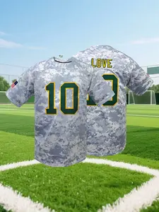 Men's LOVE #10 Camo American Football Lightweight Jersey,Green Bay Rugby Jersey,Embroidered Sports Top Breathable Athletic Tee for Training & Competition, Athletic Tops, Training Shirt, Workout Tops