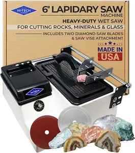 Hi-Tech Diamond - 6" Lapidary Saw - Lapidary Equipment Rock, Stone, Glass Cutting, Trimming, Sawing Machine - Stone Cutter Trim Saw and More - Includes TWO 6" Diamond Blades