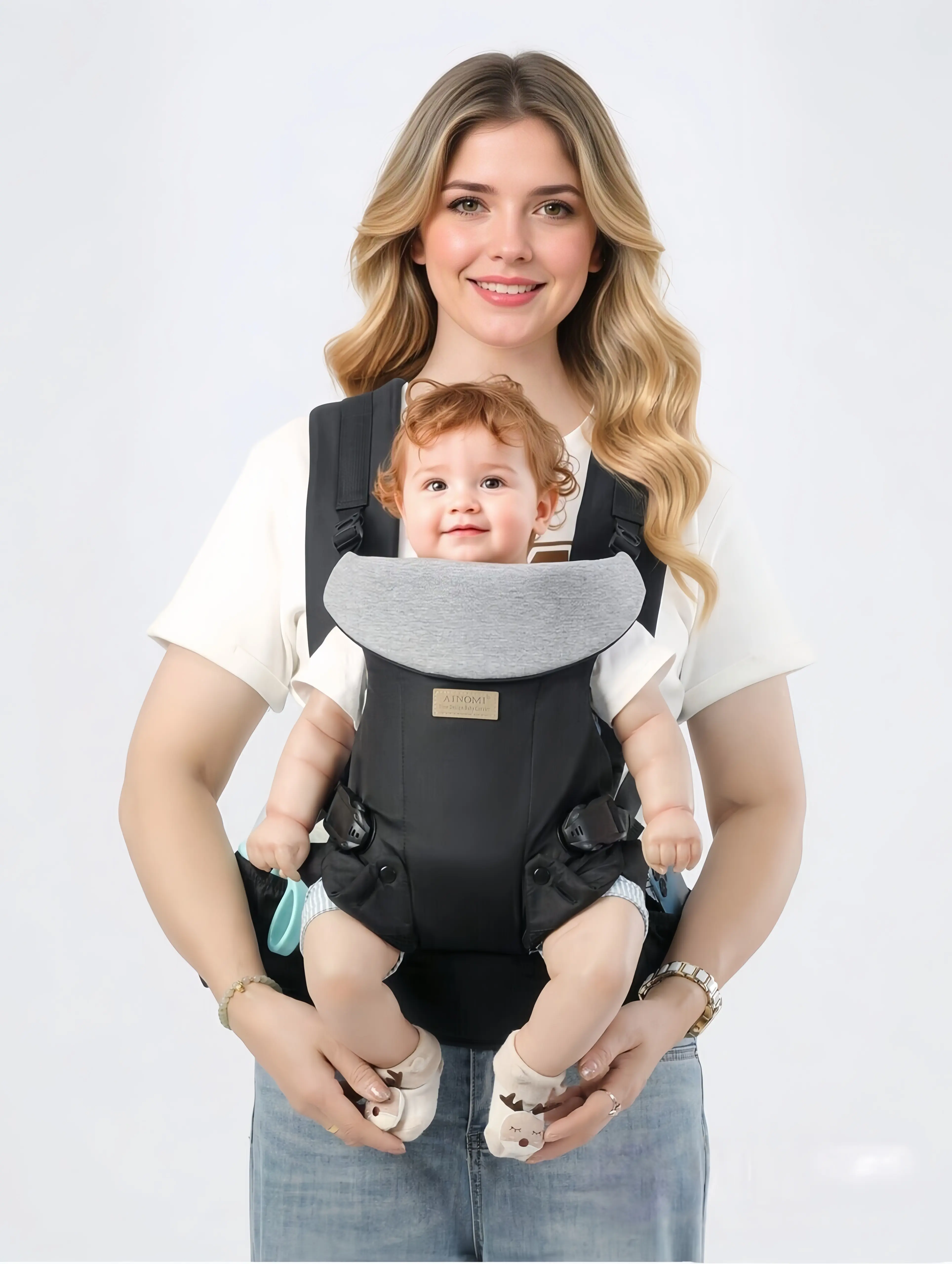 Polyester Fabric Baby Backpack Carrier - All-in-1 Comfort Design, Custom Head Support, Expandable Seat Width, Portable Button-Operated Baby & Maternity Travel Gear Backpacks