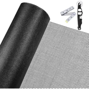 Fiberglass Window Screen Mesh Kit 48"x130" Durable Mesh for Patio Porch Door Windows DIY Adjustable Screen Repair Kit