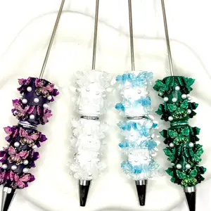 Fancy Beadable Pens for DIY Beads and Beading Projects - Full Rhinestone & Full Charms Designs Beadable Pens Kit DIY Jewelry and Accessories Kit