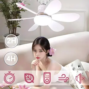 Quiet Ceiling Fan with Light and Remote Control, 6 Blades, E27 Socket, 85-265v, Thin Design, Suitable for Bedroom, Garage, Kitchen, Living Room, Patio